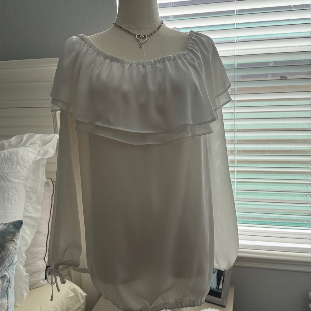 Michael Kors Cream Elastic Waist Blouse